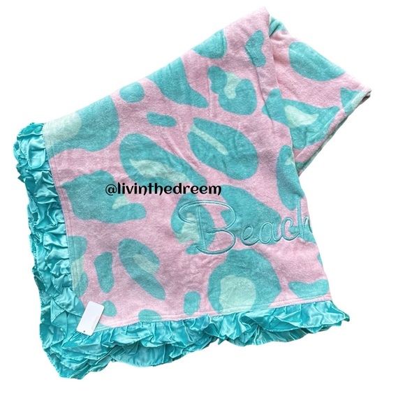 Beach Bunny Cherry Blossom Aqua Leopard Beach Towel - Picture 4 of 6